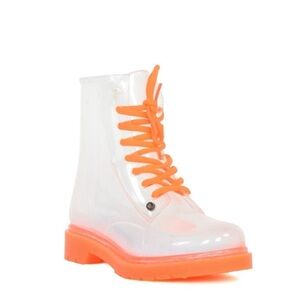 Transparent Orange Lace-Up Boots